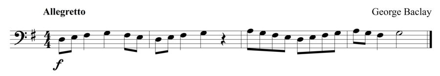 Grade 1 cello sight reading exercise, "Victory! Victory!" by George B. on SightReadingMastery