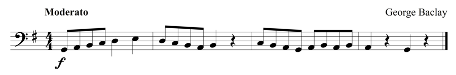 Grade 1 cello sight reading exercise, "Moderato" by George B. on SightReadingMastery