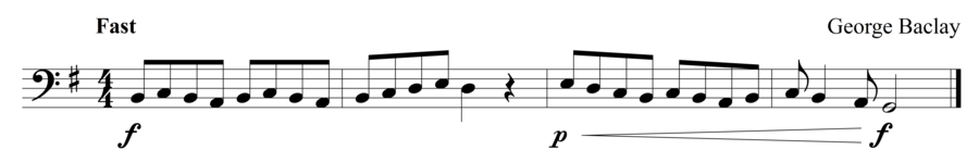 Grade 1 cello sight reading exercise, "Agitato" by George B. on SightReadingMastery