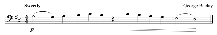 Grade 1 cello sight reading exercise, "Romantico in D Major" by George B. on SightReadingMastery