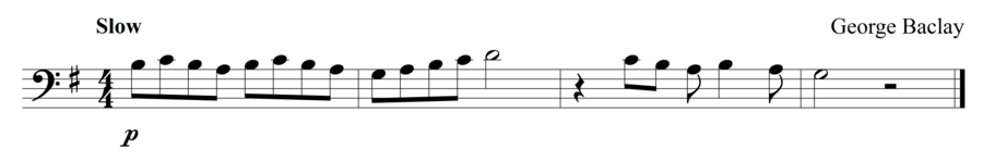 Grade 1 cello sight reading exercise, "Adagio in G Major" by George B. on SightReadingMastery