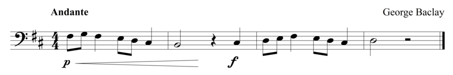Grade 1 cello sight reading exercise, "Cantabile Alla Marcia" by George B. on SightReadingMastery