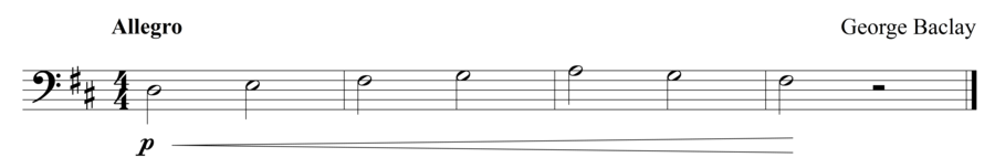 Grade 1 cello sight reading exercise, "Gradually Increasing" by George B. on SightReadingMastery