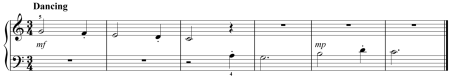 Grade 1 piano sight reading exercise, "Dancing in C Major" by Evan M. on SightReadingMastery