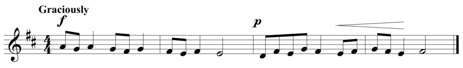 Grade 2 voice sight reading exercise, "Subito Piano" by Steven K. on SightReadingMastery