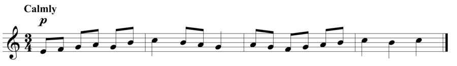 Grade 2 voice sight reading exercise, "Tranquillamente in C Major" by Steven K. on SightReadingMastery