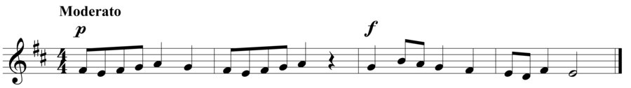 Grade 2 voice sight reading exercise, "Subito Forte" by Steven K. on SightReadingMastery