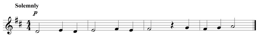 Grade 2 voice sight reading exercise, "A Solemn Passage" by Steven K. on SightReadingMastery