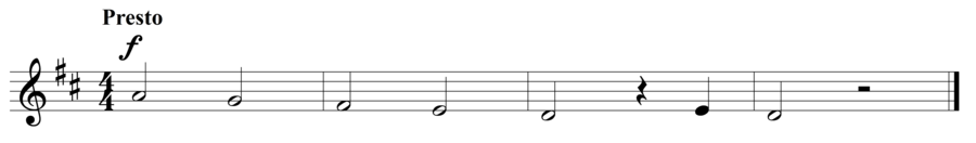Grade 2 voice sight reading exercise, "Presto in D Major" by Steven K. on SightReadingMastery