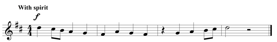 Grade 2 voice sight reading exercise, "With Much Spirit" by Steven K. on SightReadingMastery