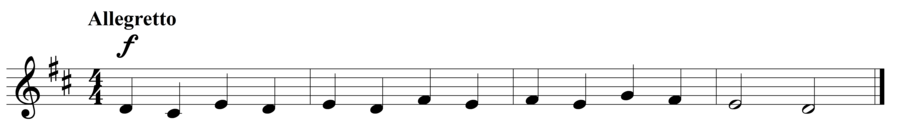 Grade 2 voice sight reading exercise, "A Short One" by Steven K. on SightReadingMastery