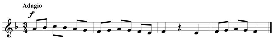 Grade 2 voice sight reading exercise, "Adagio in F Major" by Steven K. on SightReadingMastery