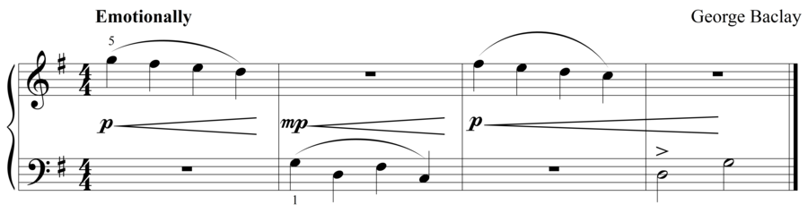 Grade 1 piano sight reading exercise, "Affettuoso in G Major" by George B. on SightReadingMastery