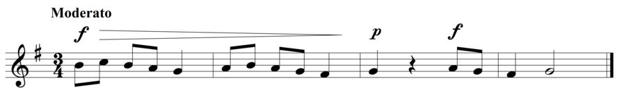 Grade 2 voice sight reading exercise, "Dynamics Challenge" by Steven K. on SightReadingMastery