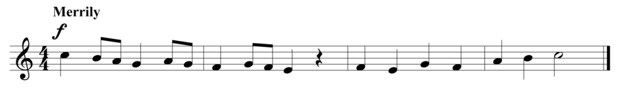 Grade 2 voice sight reading exercise, "Merrily, We Sing" by Szabolcs Attila S. on SightReadingMastery