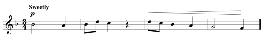 Grade 2 voice sight reading exercise, "Romantico in F Major" by Szabolcs Attila S. on SightReadingMastery