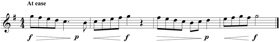 Grade 2 guitar sight reading exercise, "Crescendos and Decrescendos" by Jonathan D. on SightReadingMastery