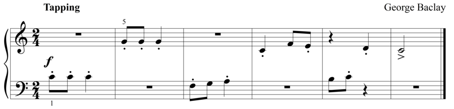 Grade 1 piano sight reading exercise, "Tapping in C Major" by George B. on SightReadingMastery