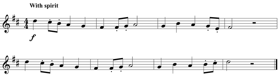 Grade 3 guitar sight reading exercise, "With Much Spirit" by Jonathan D. on SightReadingMastery