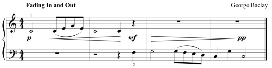 Grade 1 piano sight reading exercise, "Fading In and Out in C Major" by George B. on SightReadingMastery