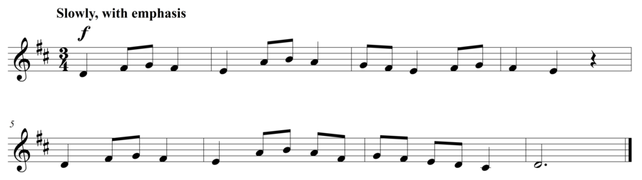 Grade 3 voice sight reading exercise, "Go Slow" by Steven K. on SightReadingMastery