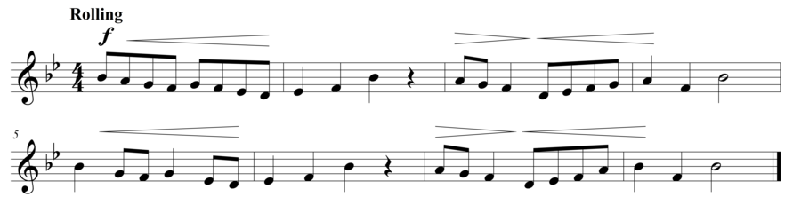Grade 3 voice sight reading exercise, "Keep Rolling" by Steven K. on SightReadingMastery