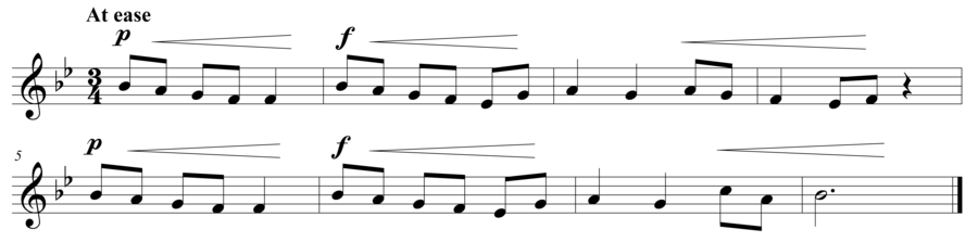 Grade 3 voice sight reading exercise, "Warm Up" by Steven K. on SightReadingMastery