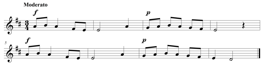 Grade 3 voice sight reading exercise, "Subito Piano" by Steven K. on SightReadingMastery
