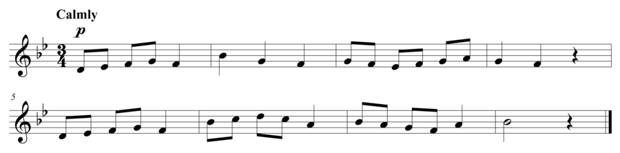 Grade 3 voice sight reading exercise, "Tranquillamente in Bb Major" by Steven K. on SightReadingMastery