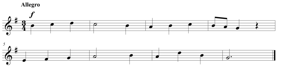 Grade 3 voice sight reading exercise, "Allegro in G Major" by Steven K. on SightReadingMastery