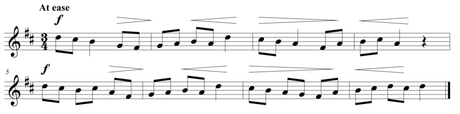 Grade 3 voice sight reading exercise, "Crescendos and Decrescendos" by Steven K. on SightReadingMastery