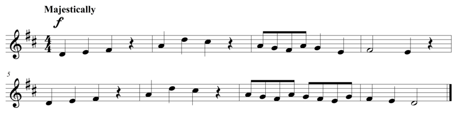 Grade 3 voice sight reading exercise, "Maestoso in D Major" by Steven K. on SightReadingMastery