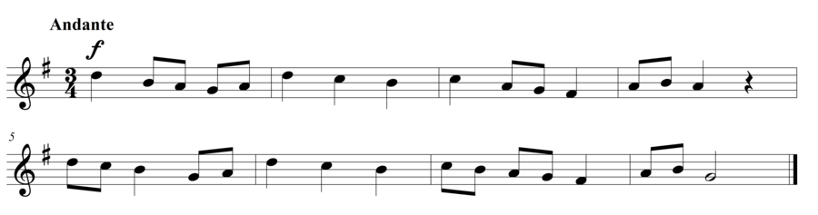 Grade 3 voice sight reading exercise, "Andante in G Major" by Steven K. on SightReadingMastery