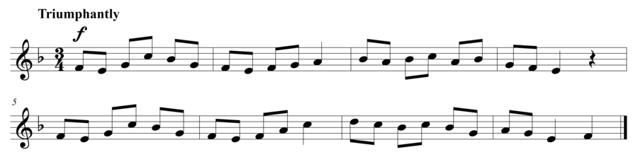 Grade 3 voice sight reading exercise, "Triumphant Victor" by Steven K. on SightReadingMastery