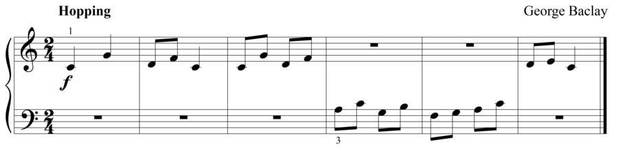 Grade 1 piano sight reading exercise, "Hopping in C Major" by George B. on SightReadingMastery