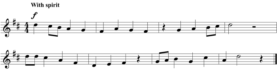 Grade 3 voice sight reading exercise, "With Much Spirit" by Jonathan D. on SightReadingMastery