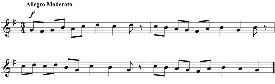 Grade 3 voice sight reading exercise, "Allegro Moderato" by Jonathan D. on SightReadingMastery