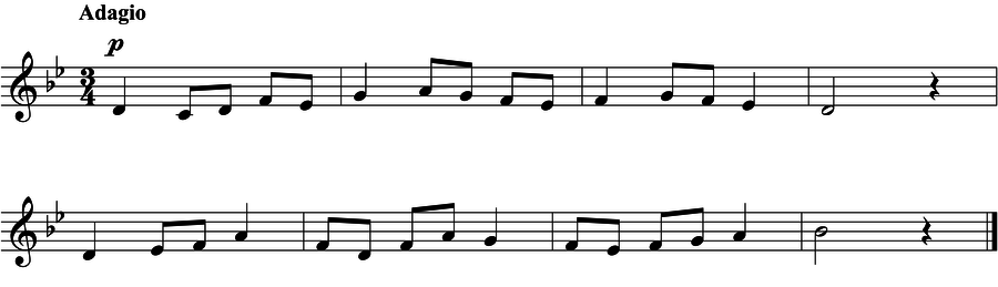 Grade 3 voice sight reading exercise, "Be Consoled" by Jonathan D. on SightReadingMastery