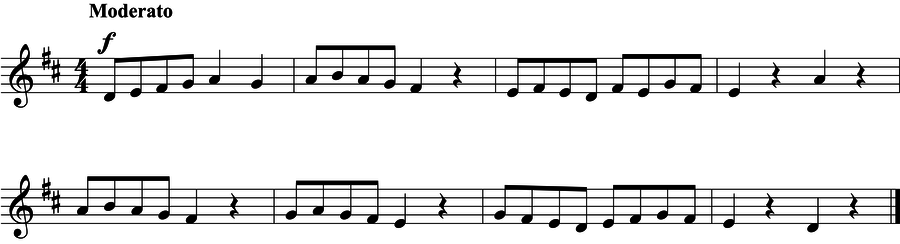 Grade 3 voice sight reading exercise, "Moderato" by Jonathan D. on SightReadingMastery