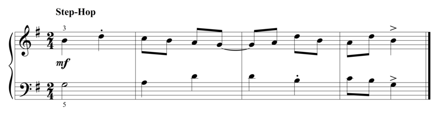 Grade 2 piano sight reading exercise, "Step-Hop in G Major" by Steven K. on SightReadingMastery