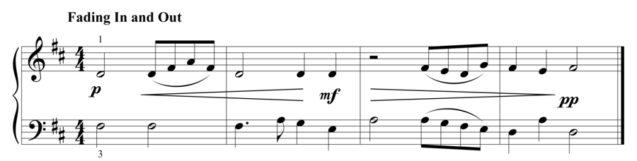 Grade 2 piano sight reading exercise, "Fading In and Out in D Major" by Steven K. on SightReadingMastery
