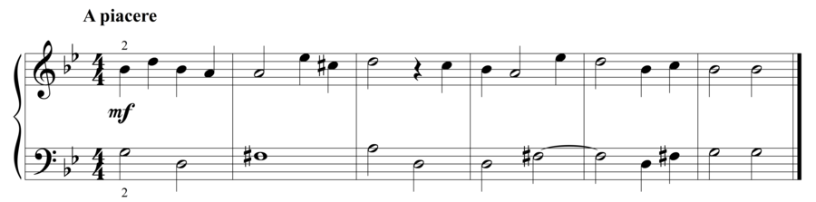 Grade 2 piano sight reading exercise, "A Piacere in G Minor" by Steven K. on SightReadingMastery