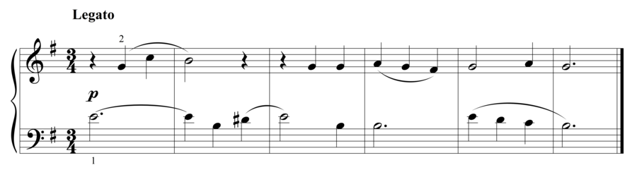 Grade 2 piano sight reading exercise, "Legato in E Minor" by Steven K. on SightReadingMastery