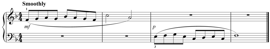 Grade 1 piano sight reading exercise, "Smoothly in F Major" by Evan M. on SightReadingMastery