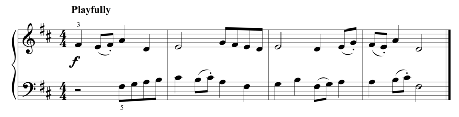 Grade 2 piano sight reading exercise, "Scherzando in D Major" by Steven K. on SightReadingMastery