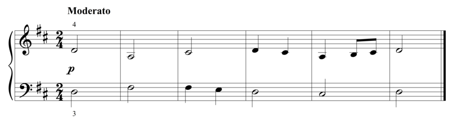 Grade 2 piano sight reading exercise, "Silently, Please" by Steven K. on SightReadingMastery