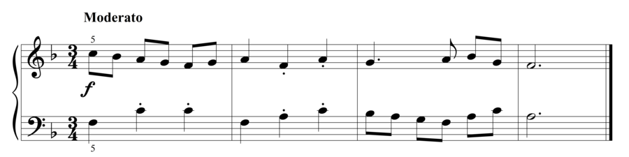 Grade 2 piano sight reading exercise, "Waltzing Moderately" by Steven K. on SightReadingMastery