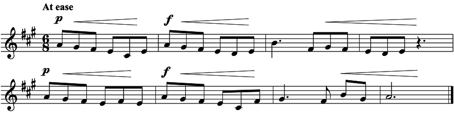 Grade 4 voice sight reading exercise, "Warm Up" by Jonathan D. on SightReadingMastery