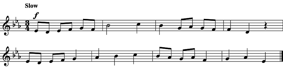 Grade 4 voice sight reading exercise, "Lyrically in Eb Major" by Jonathan D. on SightReadingMastery