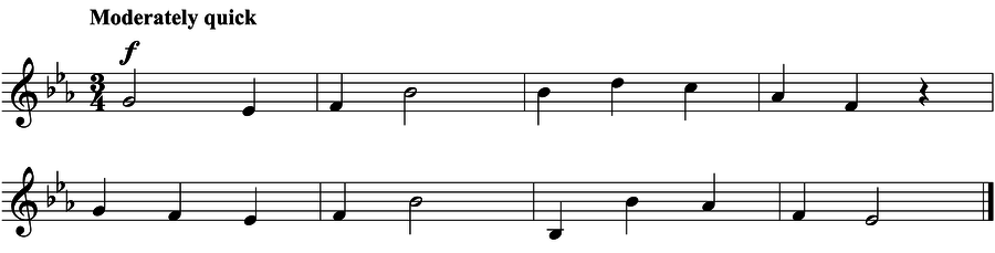 Grade 4 voice sight reading exercise, "Allegro Moderato" by Jonathan D. on SightReadingMastery
